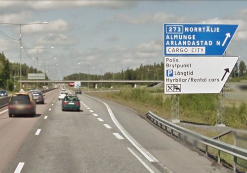 symbol airport at hire for car car motorway Stockholm, Arlanda Airport Sweden sign symbol airport at hire for car car motorway Stockholm, Arlanda Airport Sweden sign